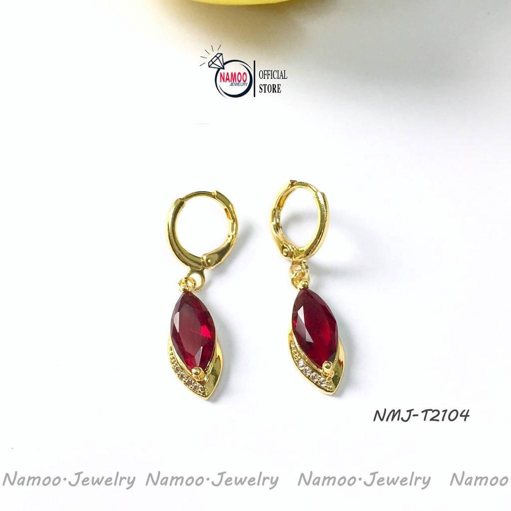 Bông Tai Đá Đỏ NMJ T2104 Cực Xinh Cho Chị em Đi Chơi, Đi Tiệc