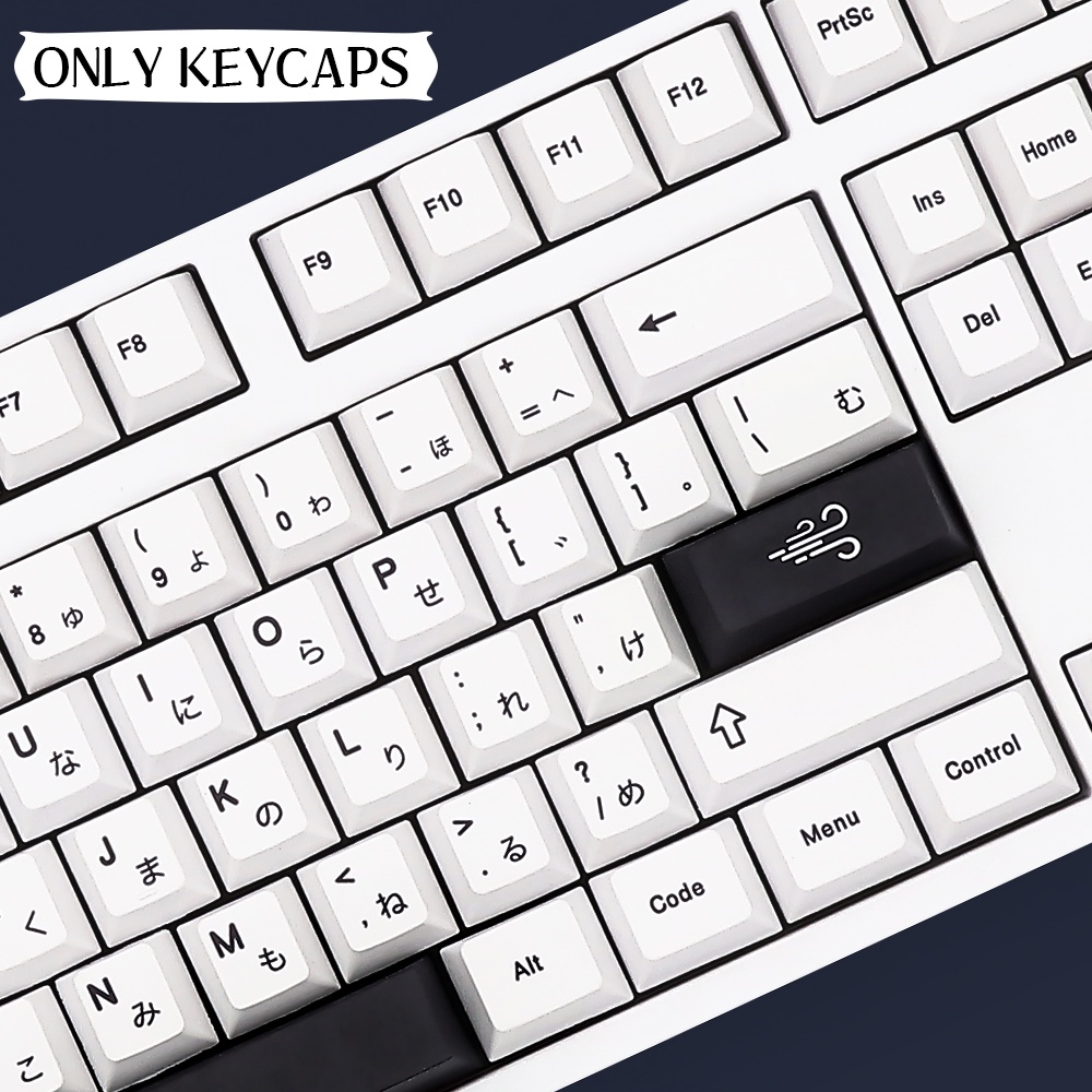 Black And White BOW Keycap Simple Cherry Profile PBT Set 140 Nút Bàn Phím Cơ Màu Trắng Và Đen In Hình Cherry Profile PBT Có Công Tắc MX
