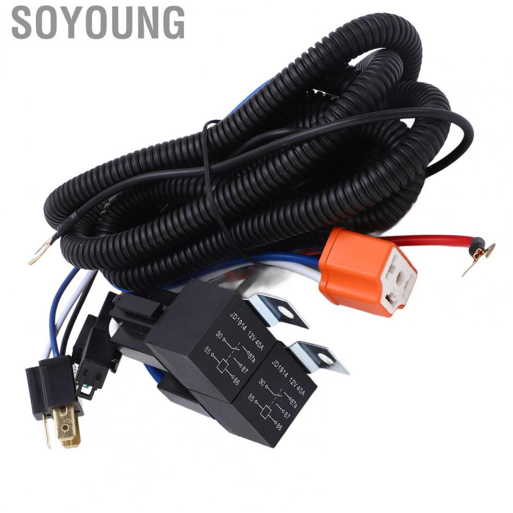 Soyoung Headlight Relay Conversion Harness Direct Fit H4 Headlamp  Crack High Stability for H6054 H5054 H6054LL 6014