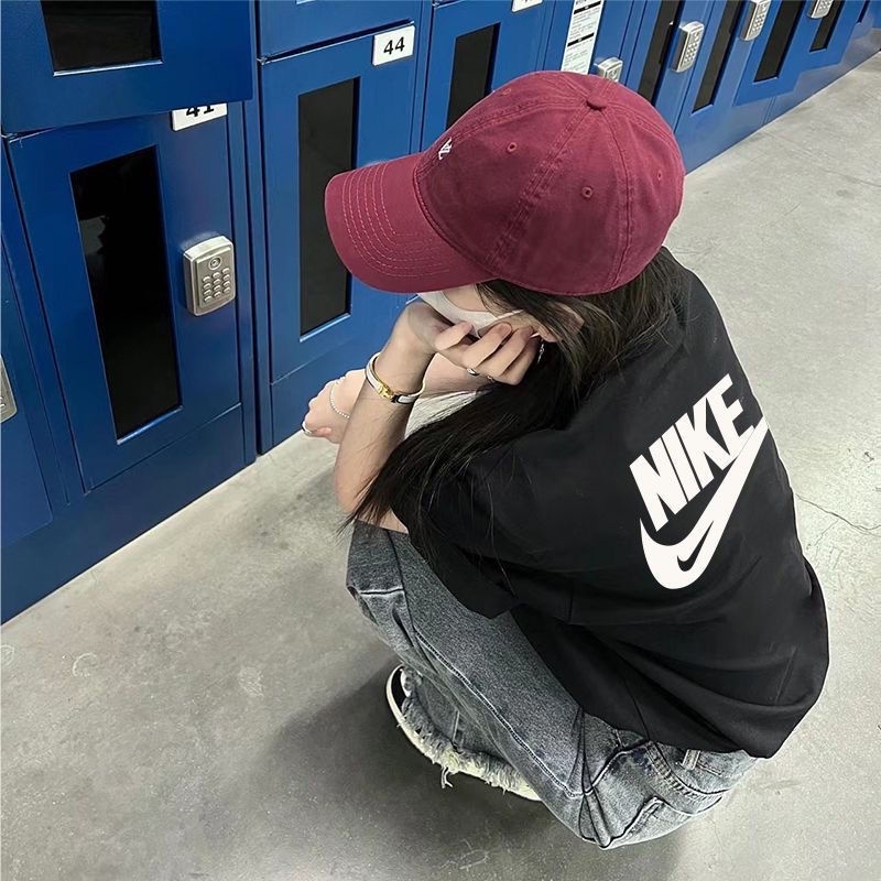 Nike_Áo Thun 100% Cotton Tay Lửng Dáng Rộng In Họa Tiết Thời Trang Cho Nam Và Nữ