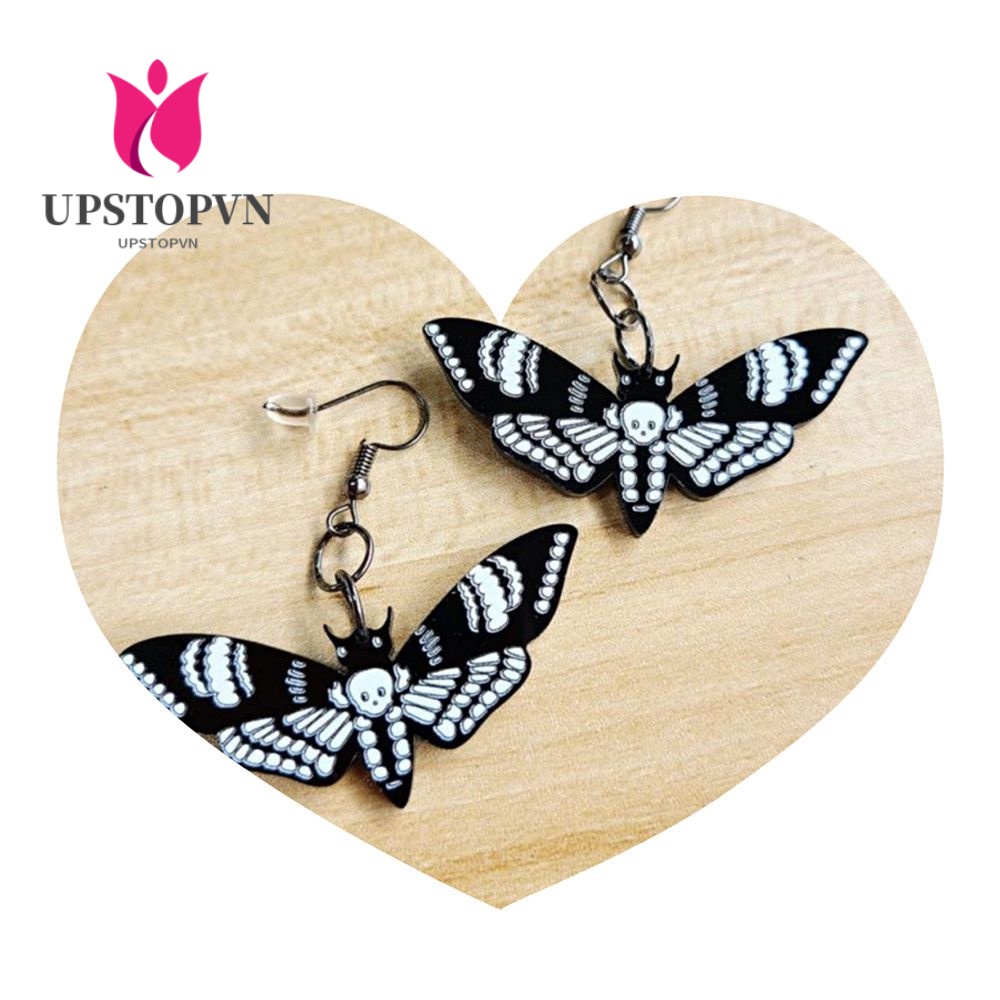 Upstopvn Bông Tai Thả Acrylic Họa Tiết Côn Trùng Đầu Lâu Vintage Hợp Thời Trang