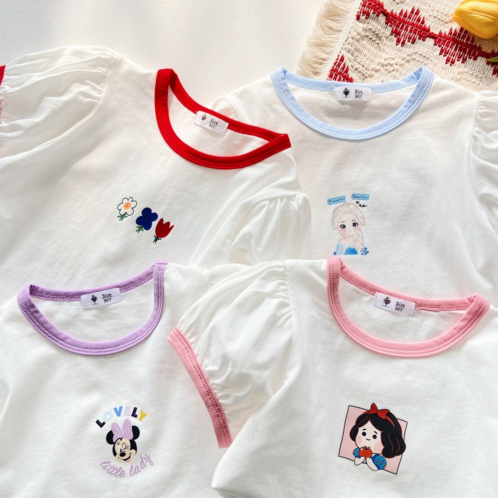 Áo Thun Cotton Tay Ngắn Phồng Thời Trang Mùa Hè Hàn Quốc 2023 Dành Cho Bé Gái