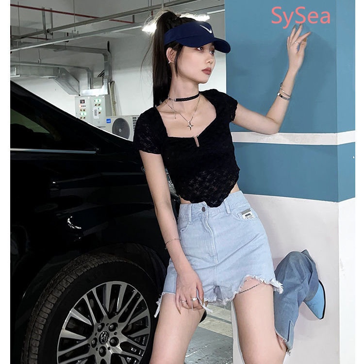 Áo Kiểu Cổ Chữ V Phối Ren Thời Trang Mùa Hè Theo Phong Cách Mỹ Cho Nữ