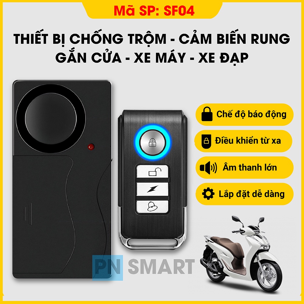 Thiết bị Báo động Chống trộm dùng cho xe máy, xe đạp, gắn cửa, cảm biến rung SF04