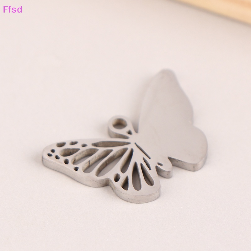 {Ffsd} Mặt Dây Chuyền Bằng Inox Tráng Gương Đơn Giản Hạt Hình Bướm Lỗ Rỗng * Bán Chạy