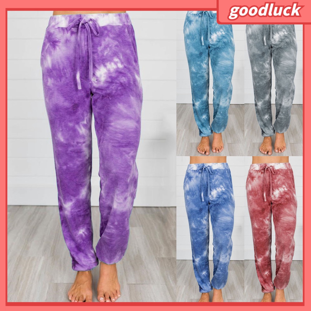 Quần Thể Thao Dây Rút Dáng Suông Nhuộm Màu Có Túi Thời Trang Mùa Hè Cho Nữ