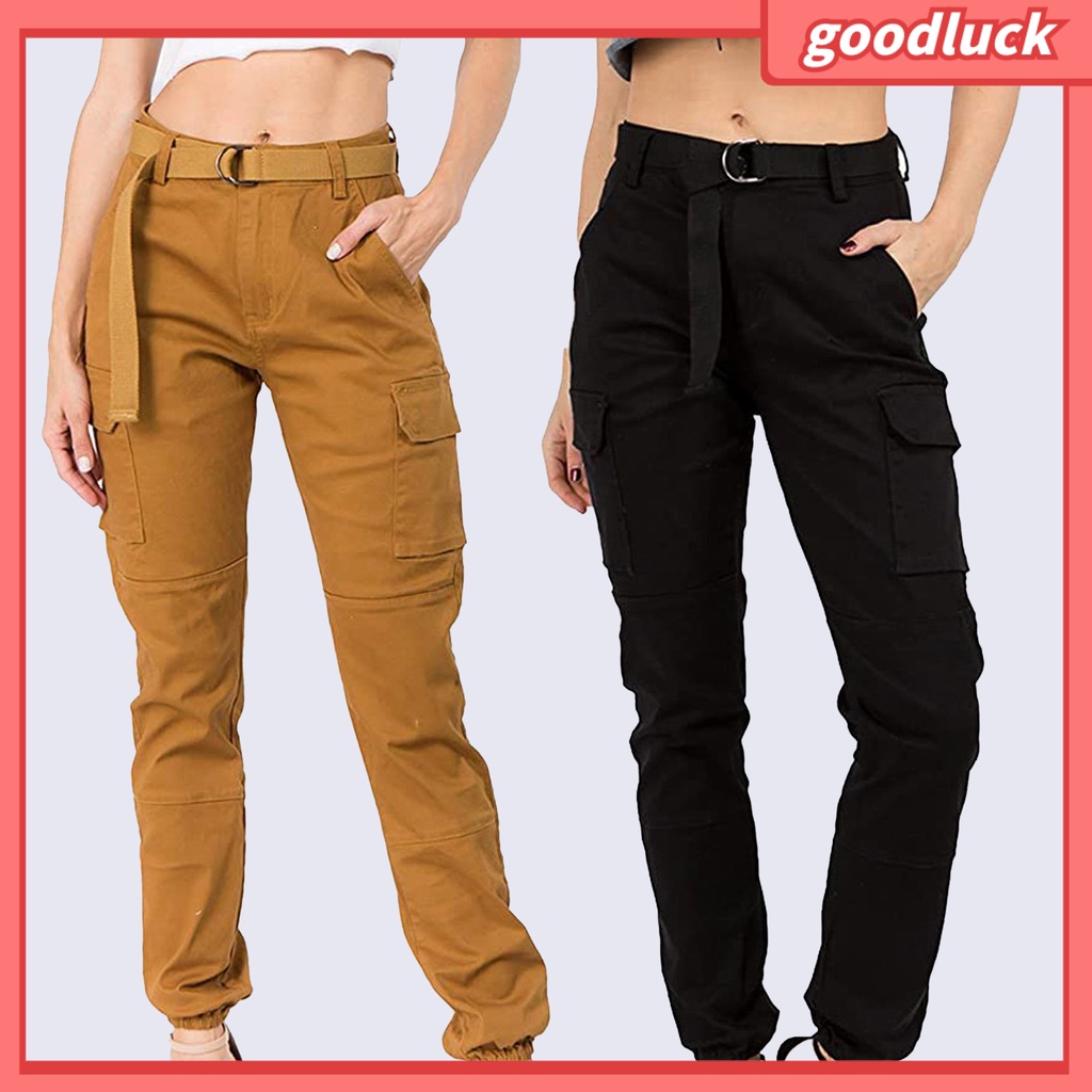 Quần Dài Tới Mắt Cá Chân Có Nhiều Túi Màu Sắc Trơn Dành Cho Nữ