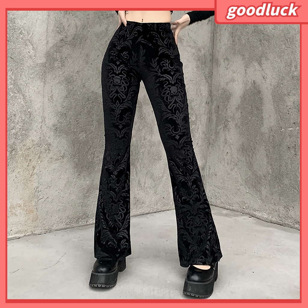 [ULK] Quần Ống Rộng Lưng Cao In Họa Tiết Gothic Harajuku Cổ Điển Thu Đông Dành Cho Bạn Nữ