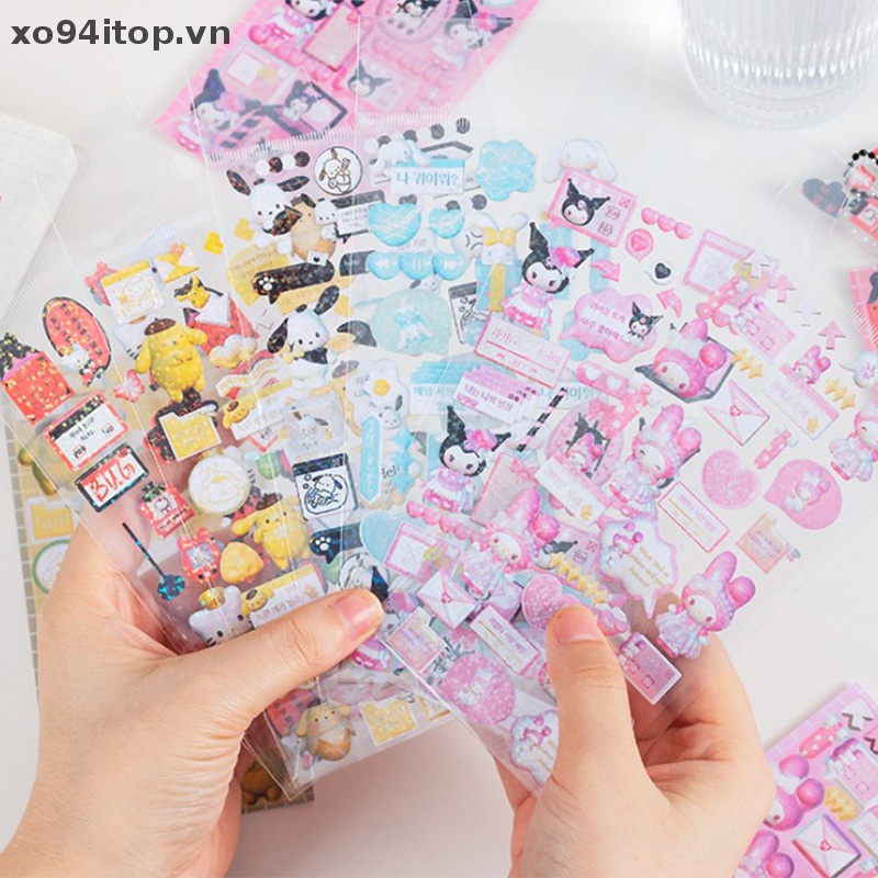 Set 2 Sticker Hello Kitty Bằng Pvc Trong Suốt Trang Trí Sổ Tay DIY
