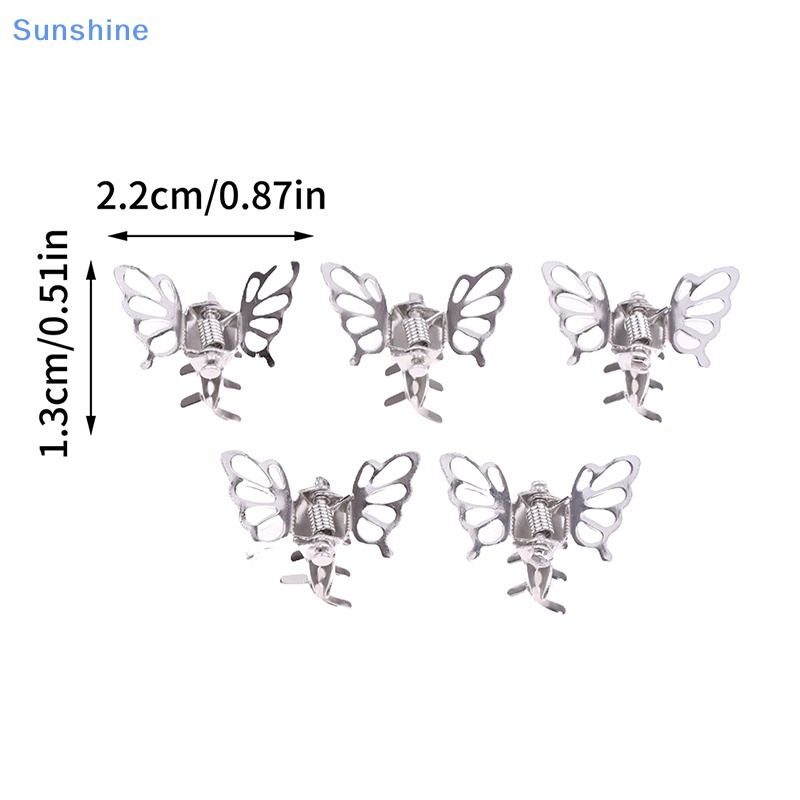 Set 5 Kẹp Bướm Rỗng Bằng Kim Loại Màu Bạc Cho Nữ
