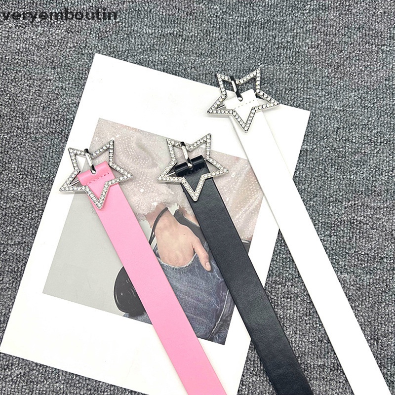 Thắt Lưng Da PU Màu Hồng Đính Ngôi Sao Năm Cánh Bằng Kim Loại Cho Nữ