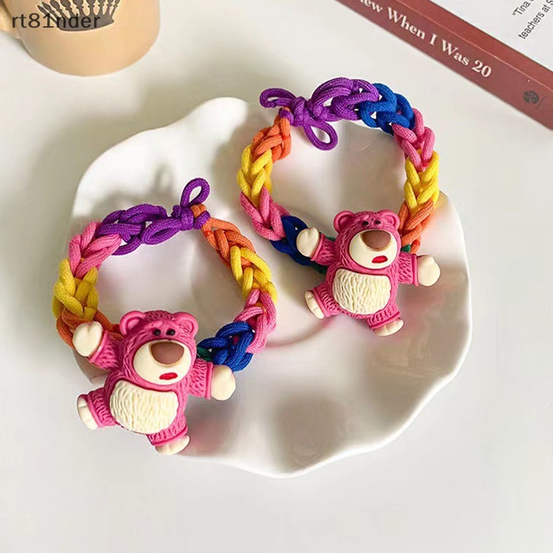 Rt Vòng Tay Dây Cao Su Bện Thủ Công Hình Gấu Dâu Tây Dễ Thương Cho Cặp Đôi Bạn Trai Bạn Gái n