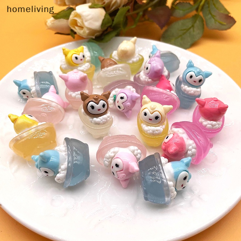 Set 2 Đồ trang trí Bồn Tắm Kuromi Mini Dạ Quang Dùng Trang Trí Tiểu Cảnh