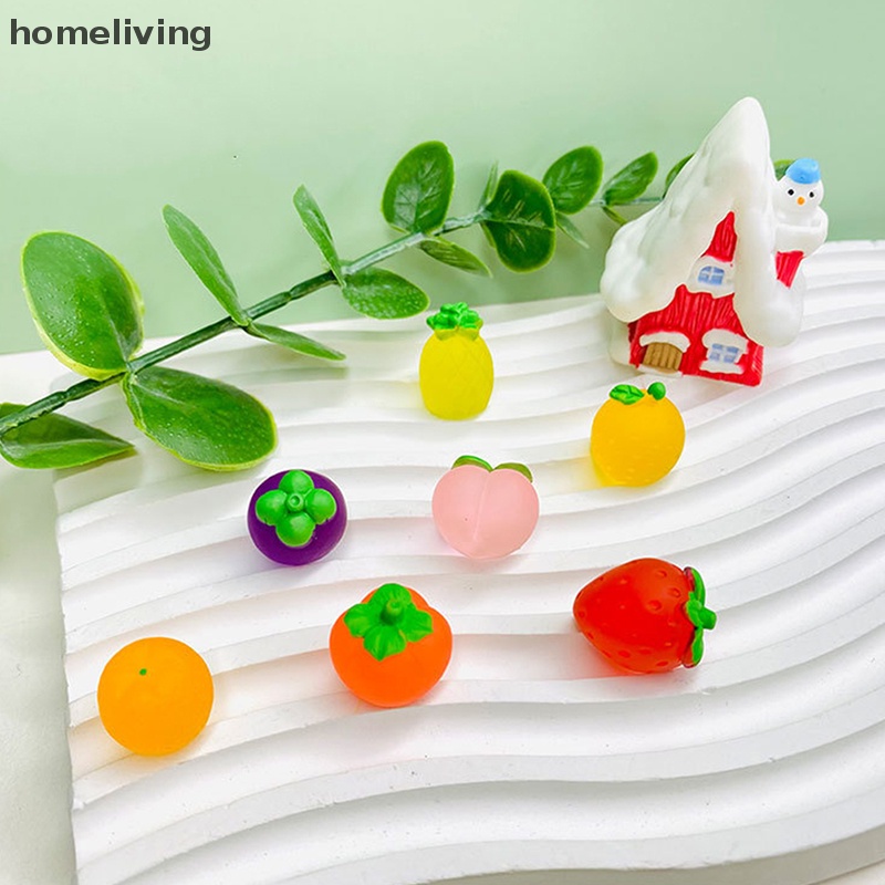 Bộ 5 Móc Khóa / Điện Thoại Mini Bằng Resin Hình Trái Cây Dạ Quang Dễ Thương DIY