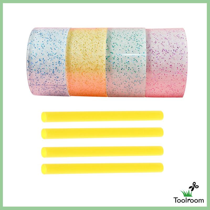 Bộ 4 Cuộn Băng Dính Nano Lấp Lánh Trong Suốt Dùng Trang Trí Thủ Công DIY