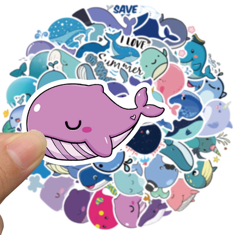 Set 50 Miếng Dán Hành Lý Hình Cá Voi Dễ Thương