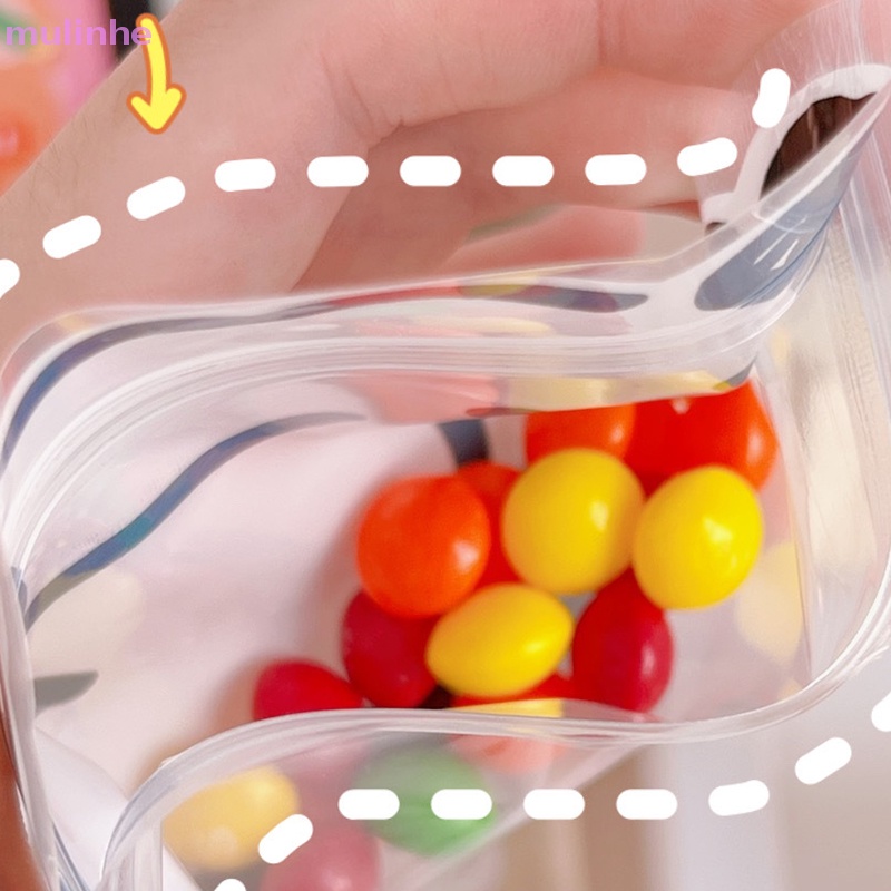 Bộ 5 Túi Zip Nhỏ Bằng Nhựa Poly Trong Suốt In Họa Tiết Hoạt Hình Dễ Thương Dùng Đựng Bánh Kẹo / Trang Sức