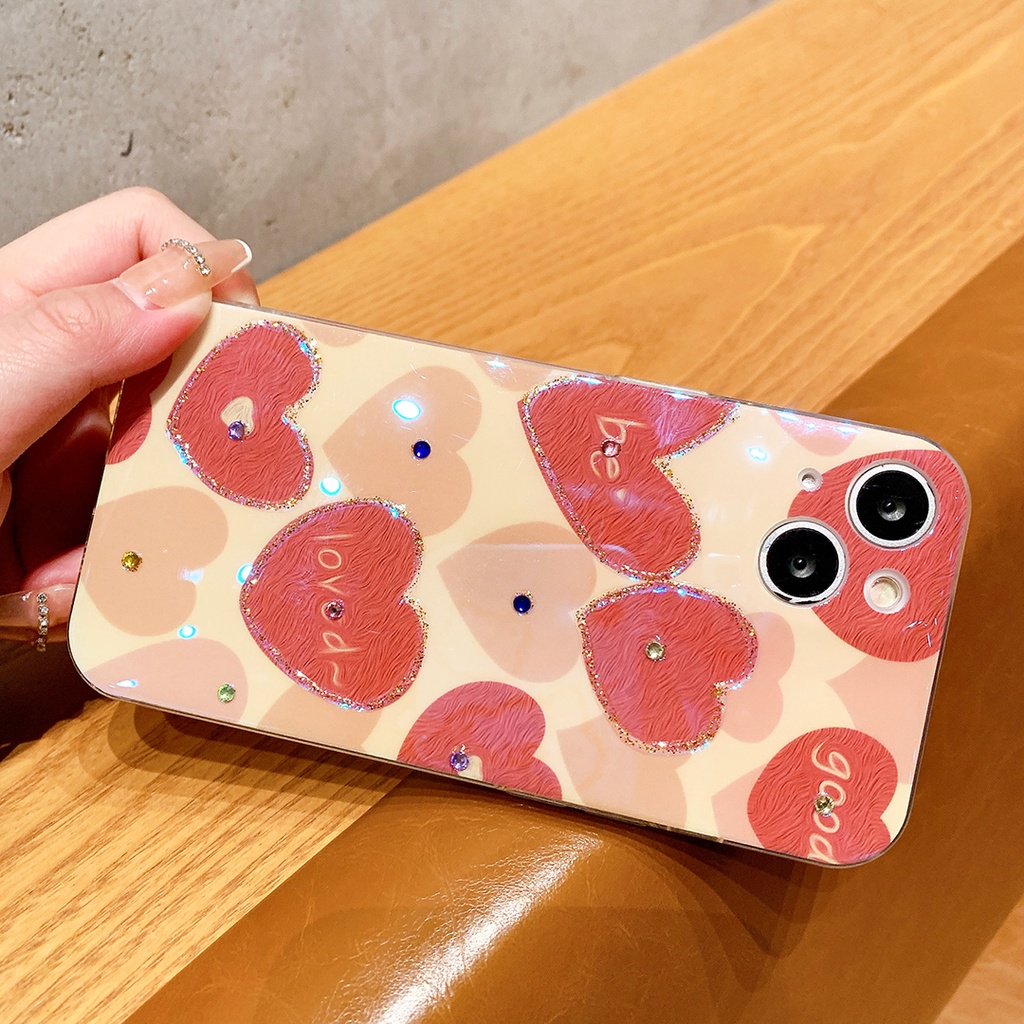 Ốp Điện Thoại TPU Chống Sốc Blue-ray In Họa Tiết Trái Tim Cho IPhone 14 13 12 11 Pro MAX 14 Plus X XR XS MAX 7 8 Plus