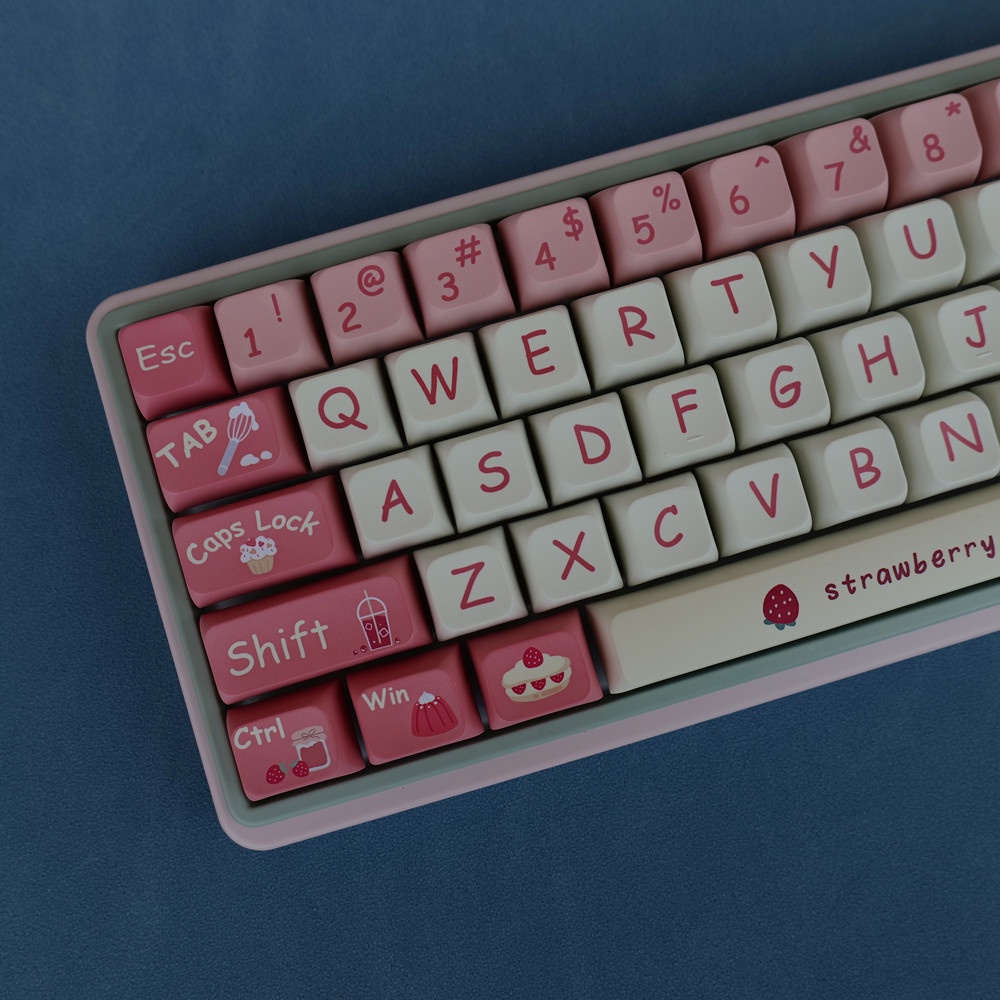 Kem Dâu Keycaps XDA Profile PBT Dye Sub Bàn Phím Cơ Keycap