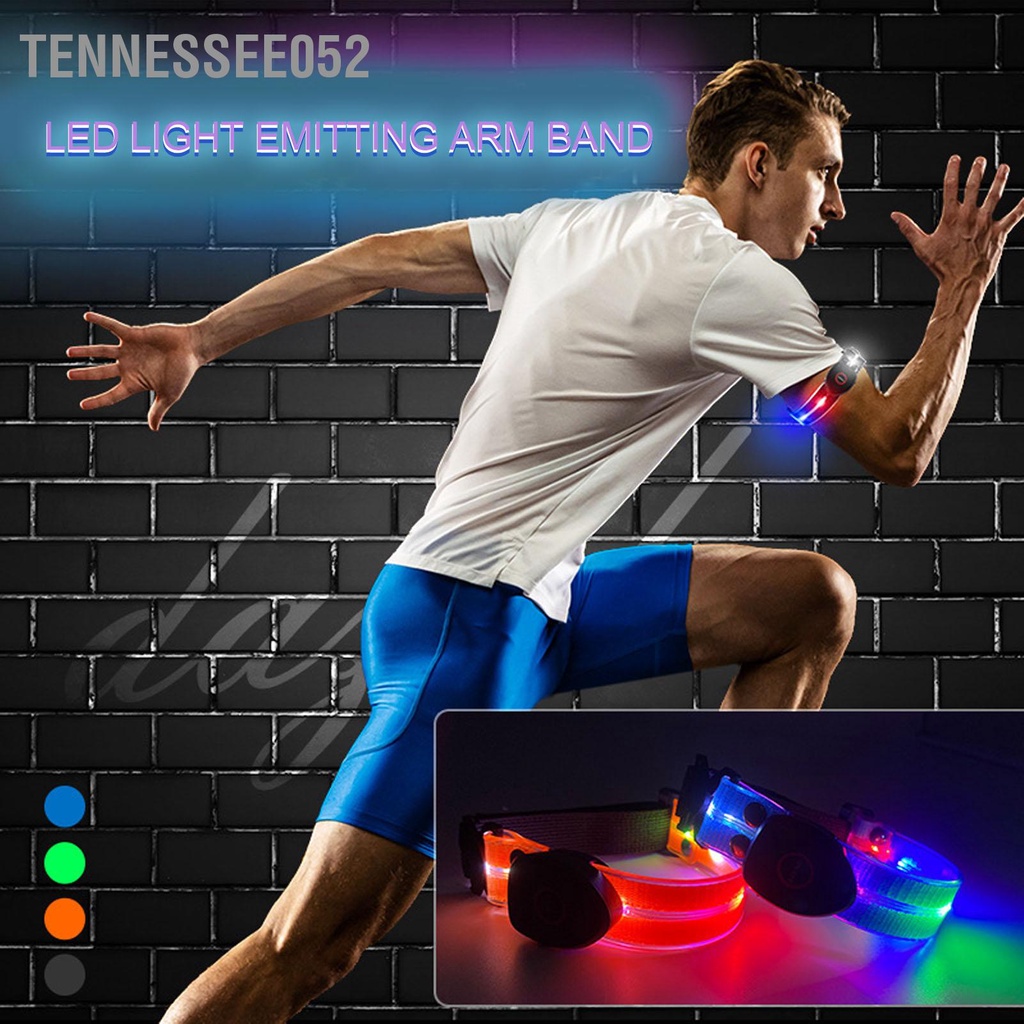 Tennessee052 Vòng đeo tay có đèn LED chống nước thể sạc lại ban đêm an toàn cho hoạt động đi bộ ngoài trời