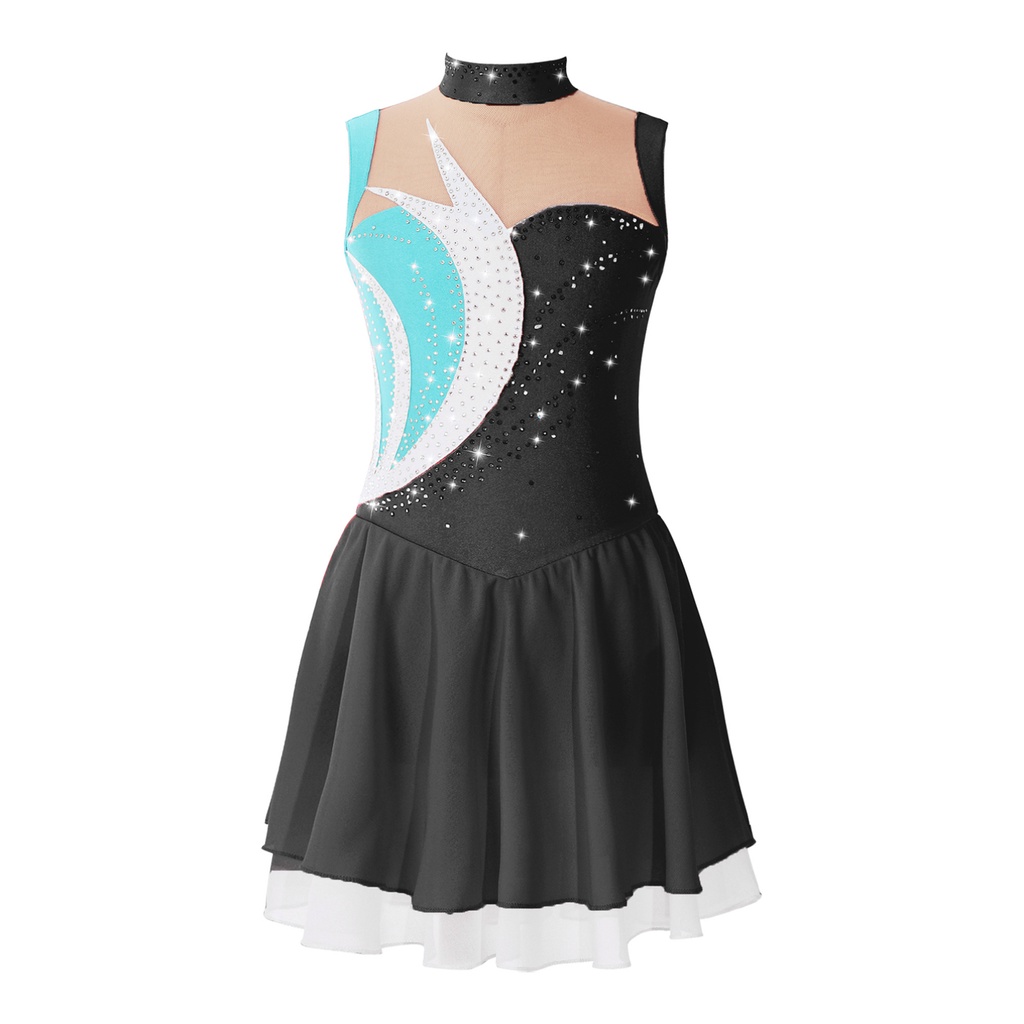 Trẻ Em Bé Gái Thời Trang Quần Áo Không Tay Cổ Tròn Sáng Bóng Kim Cương Giả Trang Trí Phong Cách Chắp Vá Rỗng Lưng Đầm Khiêu Vũ