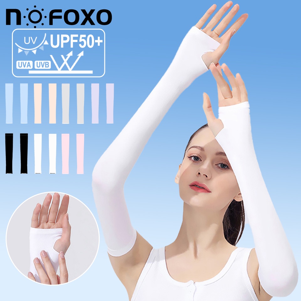 Găng ống tay NOFOXO UPF50+ chống nắng bằng lụa lạnh mỏng thoáng khí thời trang chạy bộ câu cá mùa hè dành cho nam nữ
