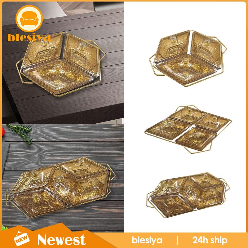 [Blesiya] Đĩa Thủy Tinh Đựng Thức Ăn Vặt Đơn Giản Cho Phòng Khách Tiệc Tùng