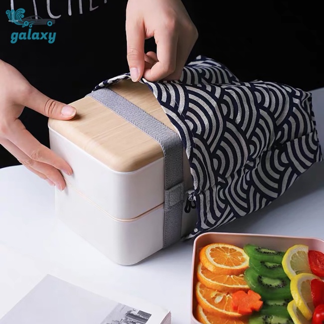 Galaxy Hộp cơm Hai Tầng 1400ml Kèm Muỗng Và Dây Đeo Chống Rò Rỉ