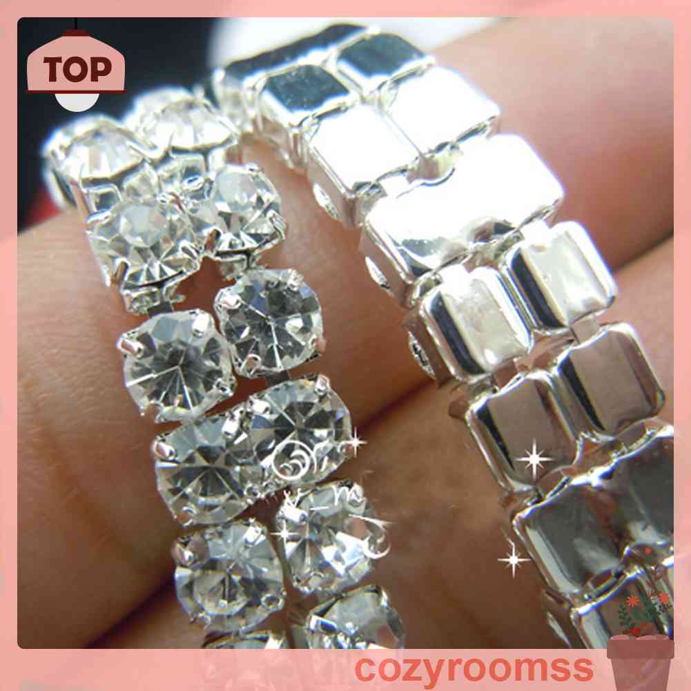 Dây Xích 2 Vòng Màu Bạc x 1 yard SS16 Trong Suốt Đính Đá Thời Trang Cho Nữ SS16