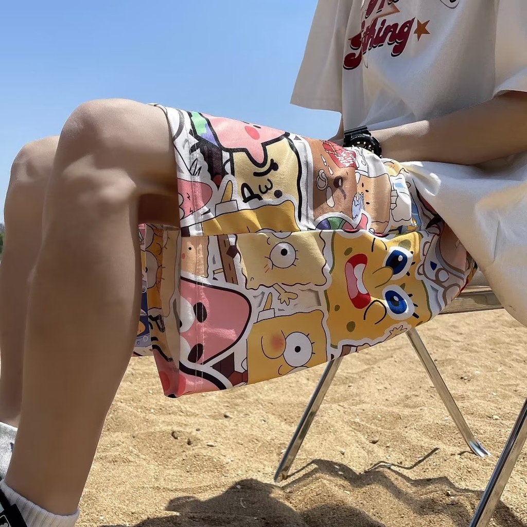 Quần Short Vải Lụa Lạnh Dáng Rộng In Hình Anime Nhật Bản Dễ Thương Thời Trang Mùa Hè 2023 Cho Nam Và Nữ