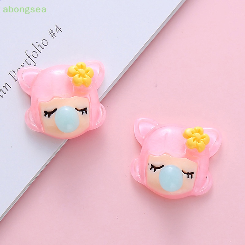 Bộ 5 Phụ Kiện Đầu Cô Gái Thổi Bong Bóng Trong Suốt DIY Trang Trí Điện Thoại