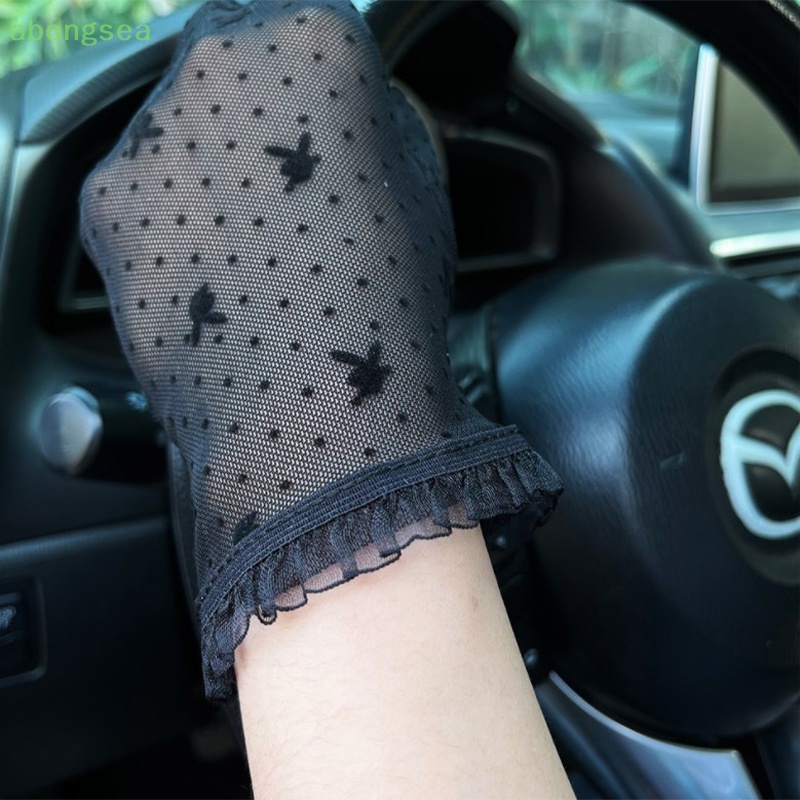 Abongsea Găng Tay Chống Nắng Chống Tia UV Dáng Ngắn Mỏng Co Giãn Màu Vàng Đen Quyến Rũ Dành Cho Nữ Đi Lái Xe Mùa Hè Thu