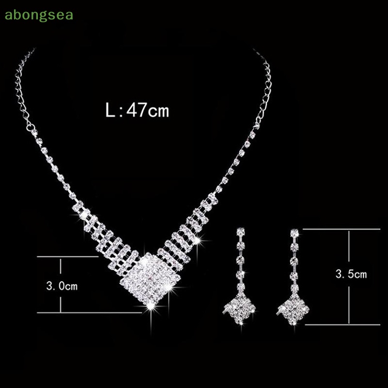 Bộ Vòng cổ + Bông Tai Mạ Bạc Đính Pha Lê Thời Trang Cho Nữ