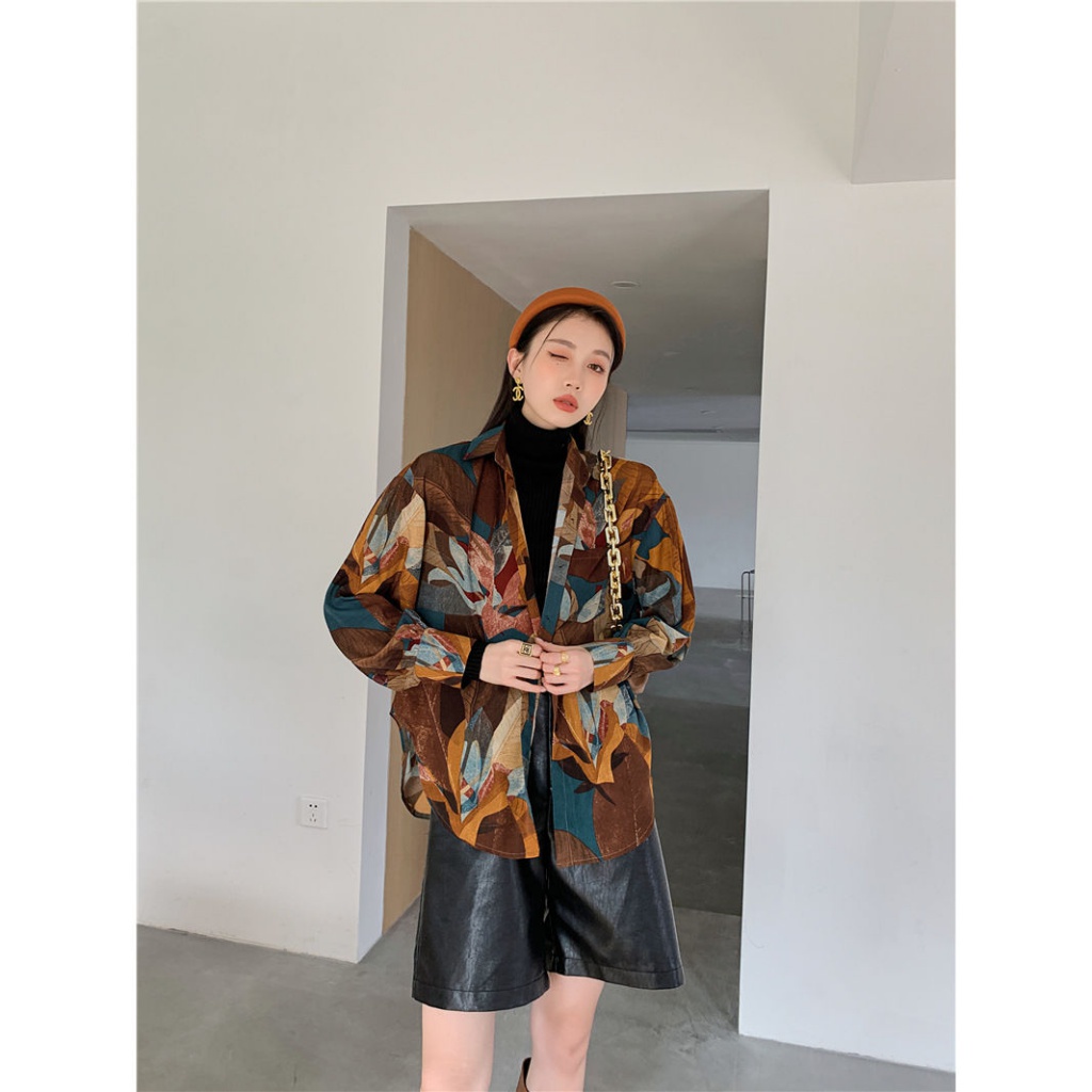 Áo Sơ Mi Nữ Tay Dài Dáng Rộng Phong Cách Hàn Quốc