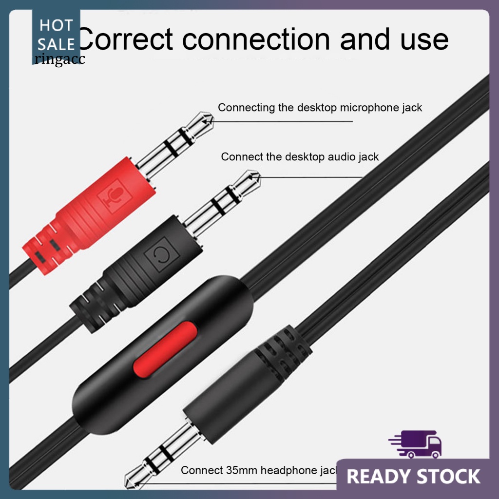 Dây Cáp Âm Thanh AUX 1.5m 2 Trong 1 Giắc Cắm 3.5mm Chuyên Dụng Cho Máy Tính