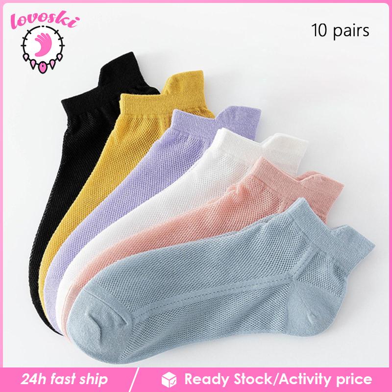 Set 10 Đôi Vớ Ngắn Chống Trượt Thời Trang