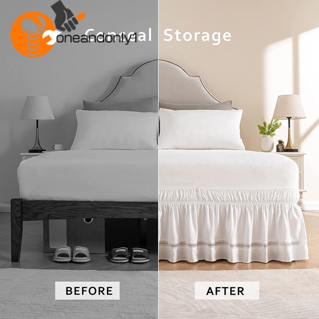 [COD] Vỏ Bọc Khung Giường Không Nhăn Màu Trơn Viền Ren Nhún Bèo Có Thể Giặt Máy