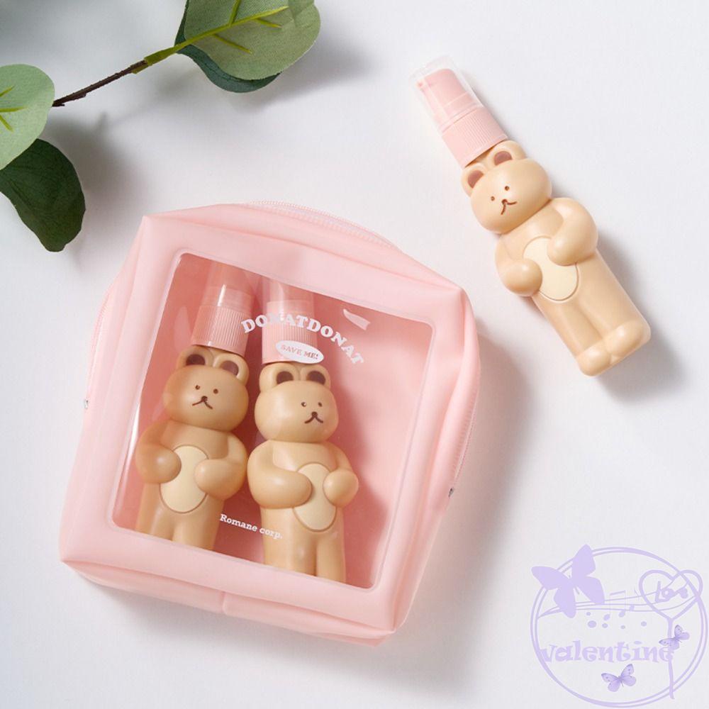 Bộ Bình Xịt Nước Hoa Rỗng Bằng Nhựa In Hình Gấu Dễ Thương Kèm Túi Đựng Tiện Dụng Mang Theo Du Lịch