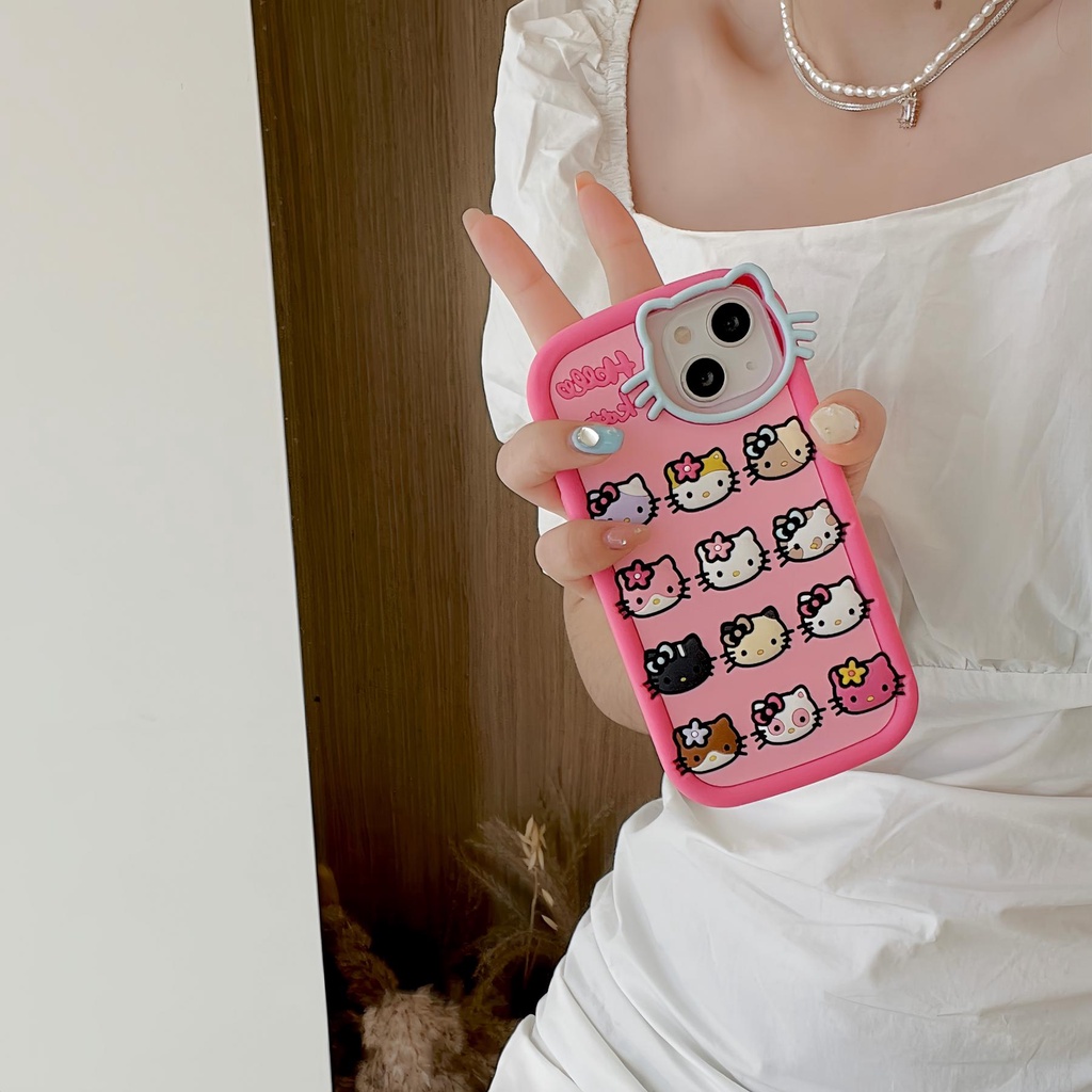 Ốp Điện Thoại Tpu Silicon Mềm Chống Sốc Chống Rơi Hình Mèo Kitty 3D Cho iPhone 14 13 12 11 Pro Max