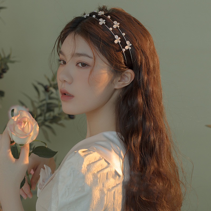 Băng Đô Tóc Hai Lớp Bằng Hợp Kim Hình Bướm Đính Ngọc Trai Thời Trang Dành Cho Nữ CHLINS