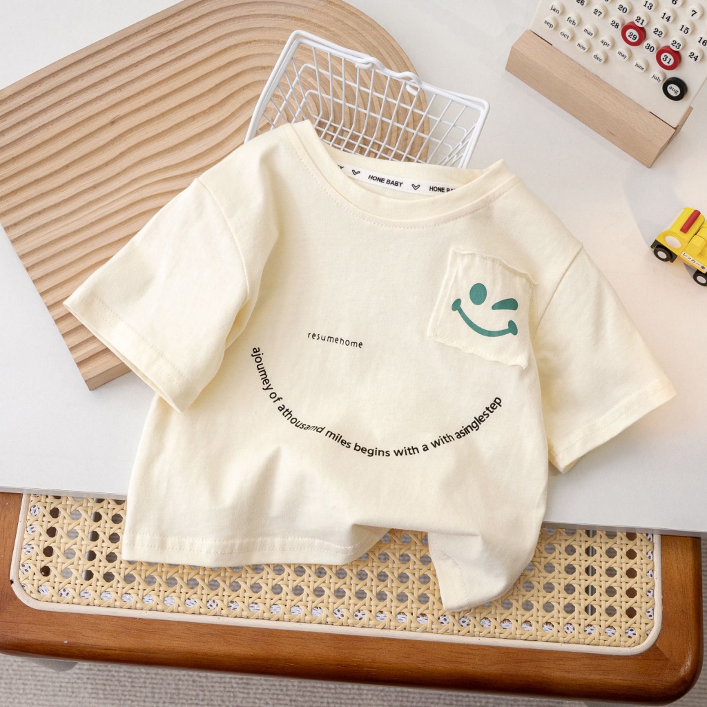MNGRL Áo Thun Tay Ngắn Cotton Thoải Mái Cổ Tròn In Hoạt Hình Mùa Hè Cho Bé Trai Bé Gái