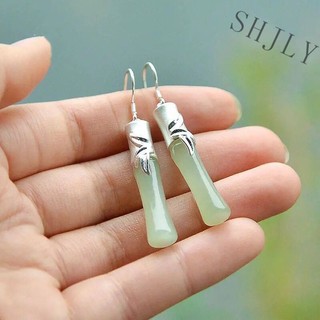 Bông tai mạ bạc 925 đính ngọc bích phong cách trung hoa cổ điển thời trang cho nữ