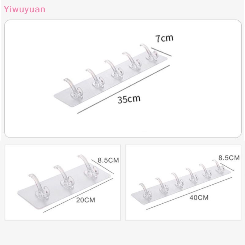 < Yiwuyuan > Móc Treo Đồ Dán Tường Bằng Nhựa Trong Suốt Không Cần Đóng Đinh Mới