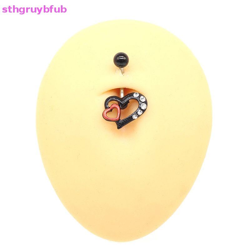 Khuyên Rốn Bằng Thép Không Gỉ Hình Trái Tim Đỏ Thời Trang