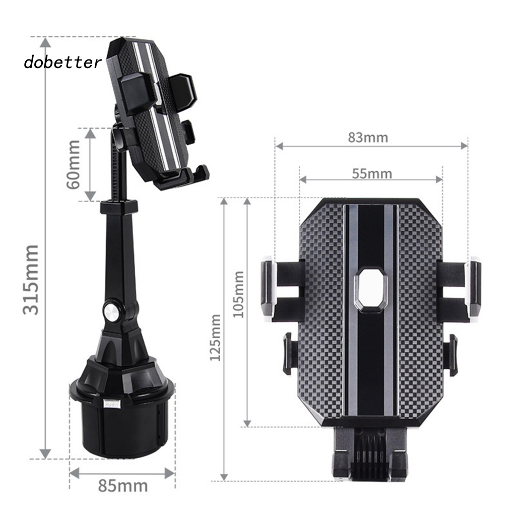 < Dobetter > Giá Đỡ Điện Thoại / Cốc Điều Chỉnh Chiều Cao Xoay Tự Động Không Lắc Định Vị Thông Dụng Cho Xe Hơi Truc