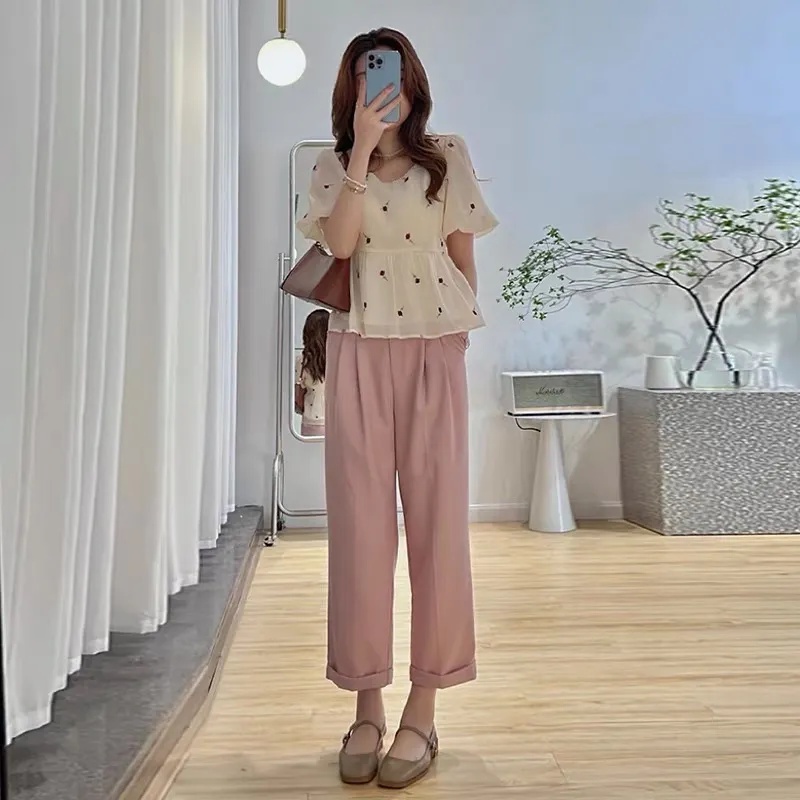 Áo Sơ Mi Ngắn Tay In Hoa Hồng Thời Trang Mùa Hè Dành Cho Nữ