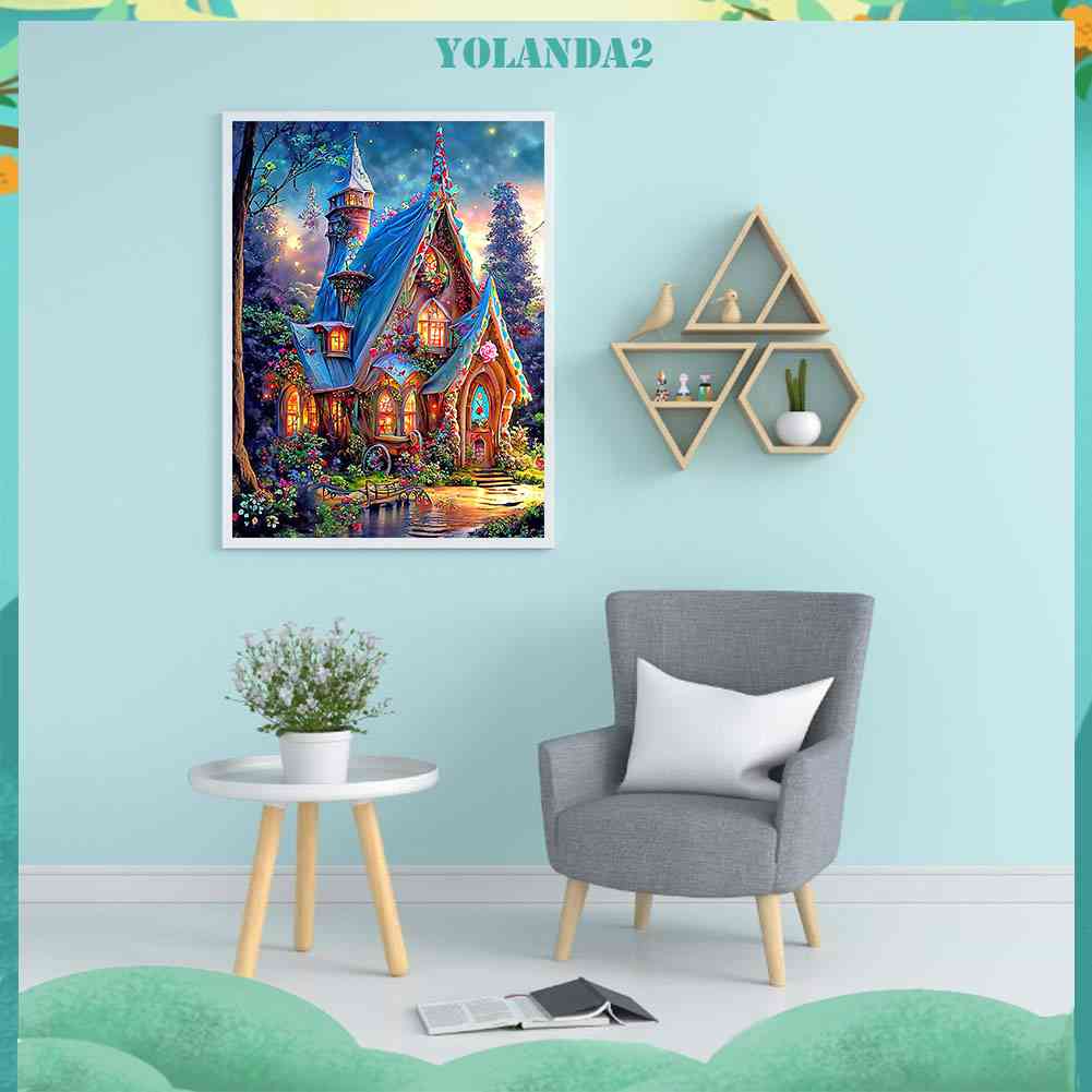 Tranh Đính Đá Kim Cương Toàn Bộ 5D DIY Hình Vẽ Ngôi Nhà Mơ Ước
