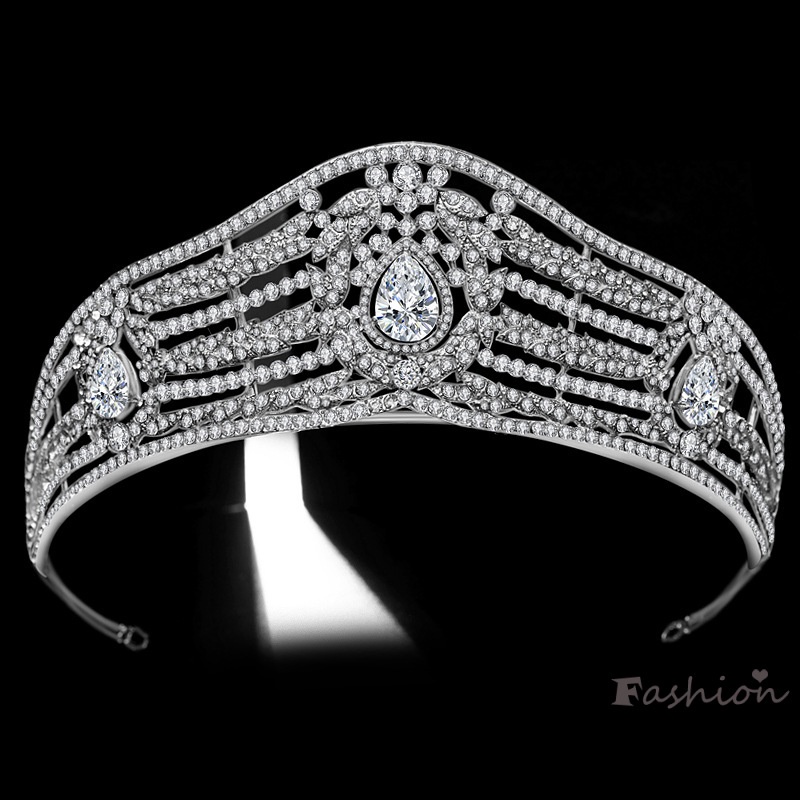 Vương Miện Đính Đá Zircon Toàn Diện Cho Cô Dâu