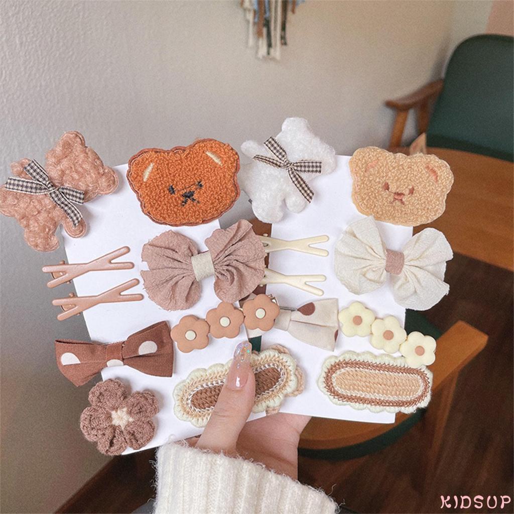 Set 1- Kẹp Tóc Hình Gấu Hoạt Hình Dễ Thương Thời Trang Thu Đông Cho Bé Gái