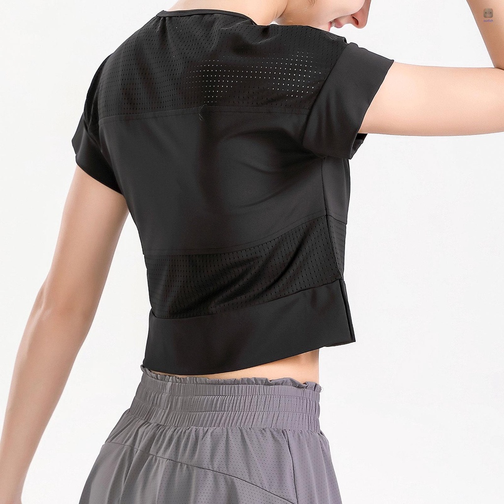 Áo Thun Thể Thao Tay Ngắn Phối Lưới Thoáng Khí Thời Trang Cho Nữ